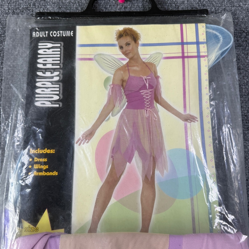 Purple Fairy Adult Costume Dress Wings Armbands Set Y2K